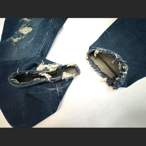 Judy Blue mid-rise relaxed fit distressed dark wash blue jeans 16W - Picture 5 of 7